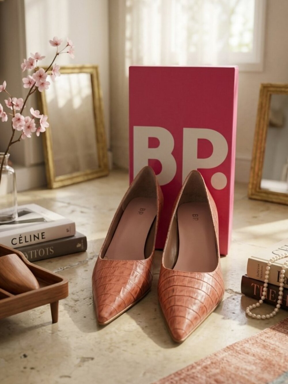 BP Nordstrom Melrose Rose Faux Croc Pointed Toe Heels 9.5M